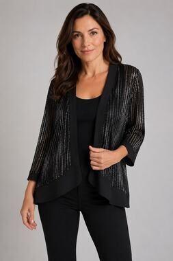 Michael Tyler Black Open Mesh Cardigan Black Gray XL